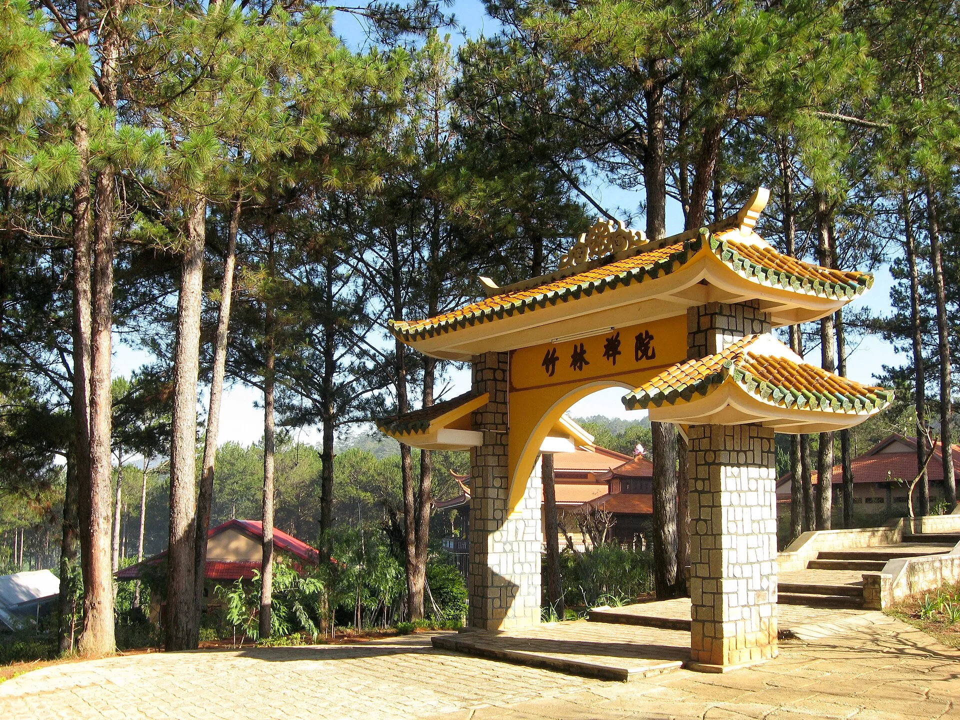 The gate of Truc Lam Zen Monastery above Tuyen Lam Lake
